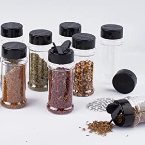 Qeirudu 14 Pack 3 oz Clear Plastic Spice Jars with Shaker Lids and Labels, Empty Spice Bottles Plastic Seasoning Containers for Storing Spice Herbs Powders Salt and Pepper