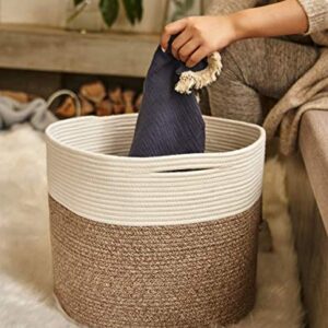 Goodpick Jute Rope Storage Basket Blanket Basket with Handles (Set of 2)