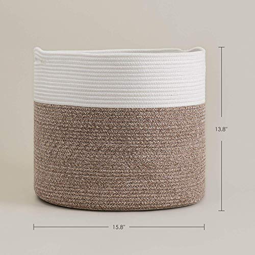 Goodpick Jute Rope Storage Basket Blanket Basket with Handles (Set of 2)