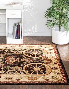 rugs.com pioneer collection rug – 4' x 6' black medium-pile rug perfect for living rooms, large dining rooms, open floorplans