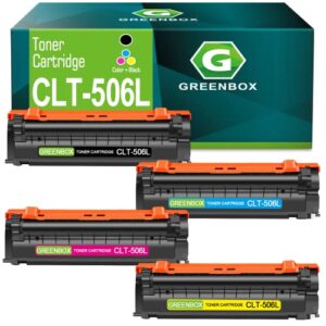 greenbox compatible toner cartridge replacement for samsung clt-506l clt-k506l clt-c506l clt-m506l clt-y506l clt-k506s for clp-680nd clx-6260fr clx-6260fd clx-6260nd clx-6260fw 680dw printer (4 pack)