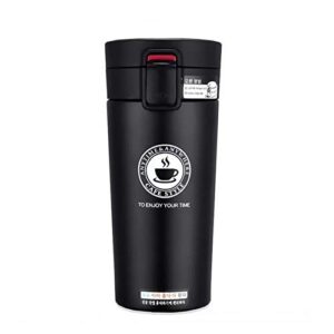 xxhh 380ml 304food grade stainless steel linerthermos coffee mug double wall stainless steel tumbler vacuum flask bottle thermo tea mug travel thermos mug thermocup. (black)