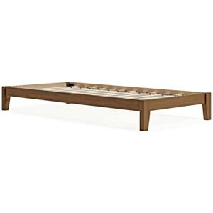 signature design by ashley tannally modern wood youth platform bed frame, twin, light brown