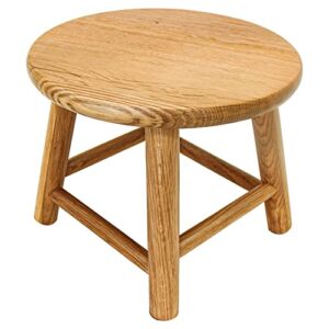 consdan kids stool, milking stool, usa grown oak, plant stand, handcrafted solid wood stool, 9" low stool, round step stool, wooden stool for kids, small short stool, shoe changing stool(natural)