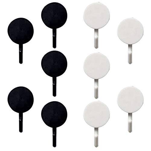 Gaweb Clothes Hanger, 10Pcs Mini Plastic Home Hotel Apartment Bathroom Kitchen Strong Adhesion Wall Door Hanger Hook - White + Black