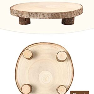 Caydo 9-10 Inch Large Wood Slice with Wood Table Holders as Serving Trays for Table Centerpiece, Wedding Decoration, Baby showers, Christmas and Forest Theme Parties