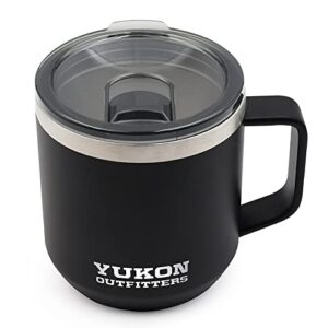 yukon outfitters outdoor camping active stainless steel freedom 16 oz coffee mug, black