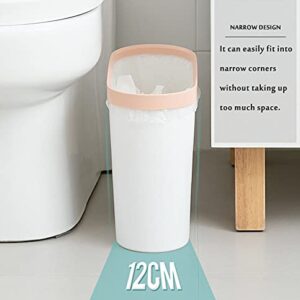 HPDEAR Plastic Wastebasket, Rectangular Slim Trash Can, Narrow Trash Bin, Garbage Can for Bedroom Bathroom Kitchen (Pink)