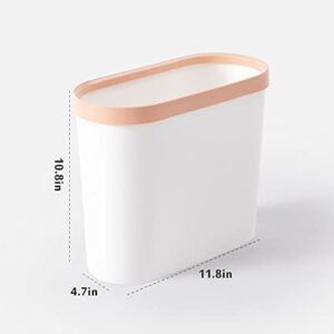 HPDEAR Plastic Wastebasket, Rectangular Slim Trash Can, Narrow Trash Bin, Garbage Can for Bedroom Bathroom Kitchen (Pink)