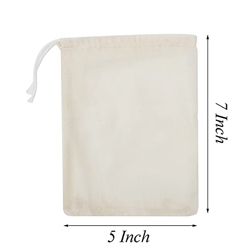 LOOKSGO 25 Pcs 5x7 Inch Muslin Bag Sachet Bag for Party Wedding Home Supplies Cotton Drawstring Bags for Jewelry