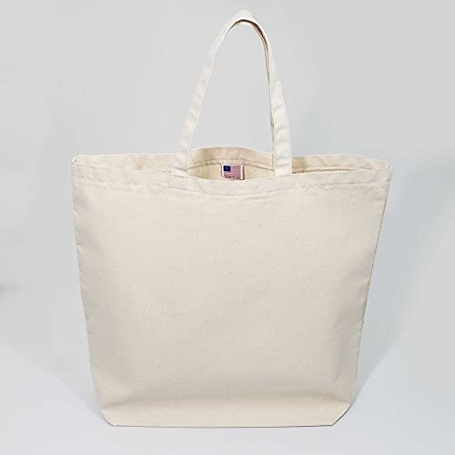 Made in USA Extra Large Canvas Reusable Shopping Grocery Tote Bags 2 Pack