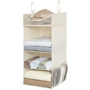 storageworks 3-shelf hanging closet organizer, adjustable hanging closet organizers and storage, 12 ¾”w x 12 ¾”d x 32”h, white & ivory