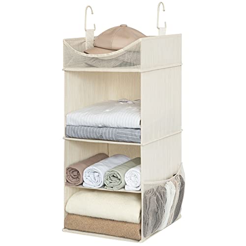 StorageWorks 3-Shelf Hanging Closet Organizer, Adjustable Hanging Closet Organizers and Storage, 12 ¾”W x 12 ¾”D x 32”H, White & Ivory