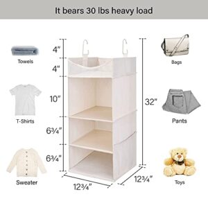 StorageWorks 3-Shelf Hanging Closet Organizer, Adjustable Hanging Closet Organizers and Storage, 12 ¾”W x 12 ¾”D x 32”H, White & Ivory