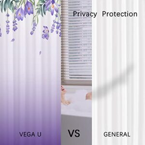 VEGA U Lavender Floral Shower Curtain for Bathroom, Botanic Flower Bath Decor with 12 Hooks, 72x72 Inch