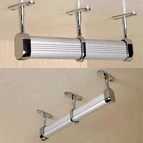 Yinpecly Shower Curtain Rods Wardrobe Pipe Lever Wall Mounted Support Bracket Suitable Pipe Diameter 0.63" x 1.18" Bright Light Tone 2pcs