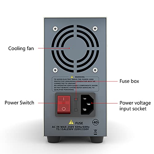 DC Power Supply,HANDSKIT Bench Power Supply 32V 6A Variable Adjustable Switching Regulated Power Supply OVP OCP Digital LED Display with Multimeter Test Lead,Alligator Clip and Plug Adapter Power Cord