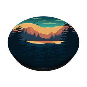 Vintage Mountain Lake Trees And Blue Sky PopSockets Swappable PopGrip