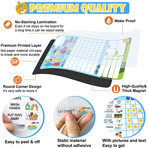 Magnetic Chore Chart for Kids,Reward Chart Good Behavior Chart for Kid at Home,Dry Erase Responsibility Charts for Toddlers,Schedule Board with Tasks,Stars & 6 Markers for Fridge School Home Supplies