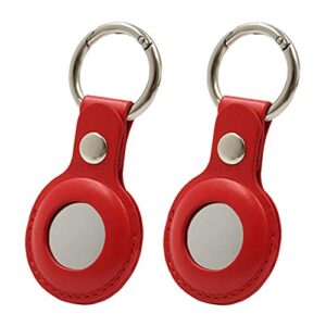 protective holder for airtag case, air tag case leather with keychain, air tag accessories portable case compatible with airtags 2021 (red, two-pack)