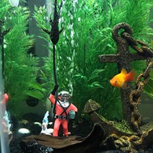 Mairuker Action Aquarium Ornament Diver with Hose Live Action Aerating Aquarium Air Bubbler Fish Tank Decorations [Orange]