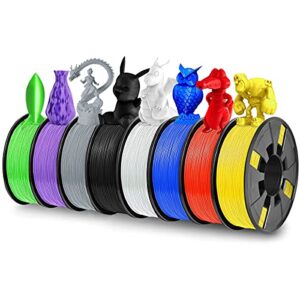 8 pack pla 3d printer filament, dveda 1.75mm pla 3d printing filament in total 2kg, 8 colors dimensional accuracy +/- 0.03 mm widely compatible for 3d printing