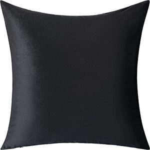 urbanstrive not fade velvet soft solid decorative throw pillow covers square cushion case for sofa bedroom car 18 x 18 inch 45 x 45 cm (black)