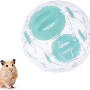 Hamster Exercise Ball 12cm 4.73inch Transparent Hamster Ball Running Hamster Wheel Cute Exercise Mini Ball for Dwarf Hamsters to Relieves Boredom and Increases Activity Chinchilla Cage(S, Blue A)