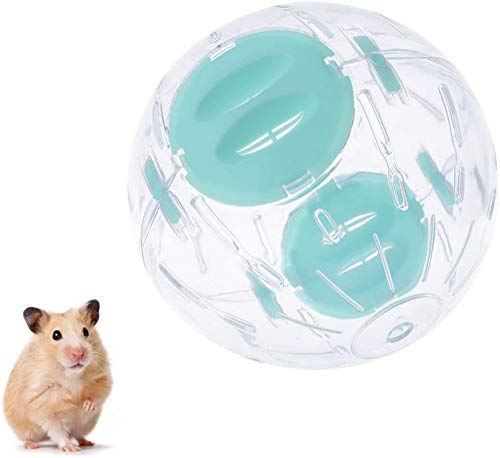 Hamster Exercise Ball 12cm 4.73inch Transparent Hamster Ball Running Hamster Wheel Cute Exercise Mini Ball for Dwarf Hamsters to Relieves Boredom and Increases Activity Chinchilla Cage(S, Blue A)