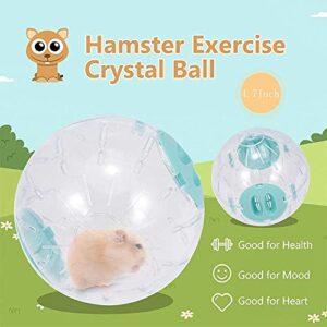 Hamster Exercise Ball 12cm 4.73inch Transparent Hamster Ball Running Hamster Wheel Cute Exercise Mini Ball for Dwarf Hamsters to Relieves Boredom and Increases Activity Chinchilla Cage(S, Blue A)