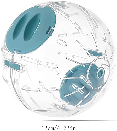 Hamster Exercise Ball 12cm 4.73inch Transparent Hamster Ball Running Hamster Wheel Cute Exercise Mini Ball for Dwarf Hamsters to Relieves Boredom and Increases Activity Chinchilla Cage(S, Blue A)