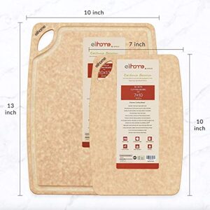 Elihome Kitchen Cutting Boards 2-piece set, Natural Wood Fiber Composite, Dishwasher Safe, Eco-Friendly, Juice Grooves, Non-Porous, Made in USA, Medium (10"x 13"x 1/4”) Small (7" x 10" x 1/4")