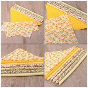 Healifty Fabric 7pcs Cotton Patchwork Bundle Squares Patchwork Lint Different Designs for DIY Sewing Quilting Scrapbooking Yellow Quilting Quilting Quilting Fabric