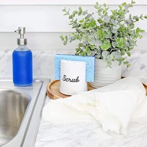 AuldHome White Enamel Sponge Holder; Rustic Enamelware Kitchen Sink Accessory