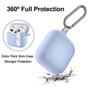 SNBLK AirPods 3rd Generation Case Cover 2021, Soft Silicone Shock-Absorbing Protective Skin Compatible with Apple AirPods 3 Case with Keychain, Wireless Charging, Front LED Visible, Light Blue