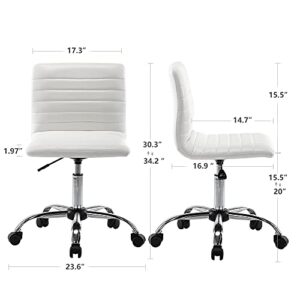 Low-Back Ribbed Faux Leather Office Desk Chair, Adjustable, Swivel, Armless