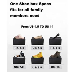 FORTUNE Shoebox storage containers with Ventilation Holes fits for Men Women Sneakers US Size Up to 14, Max Compression Force up to 100 LBS, Set of 2 Pack (Black) (YY2PKBlack)