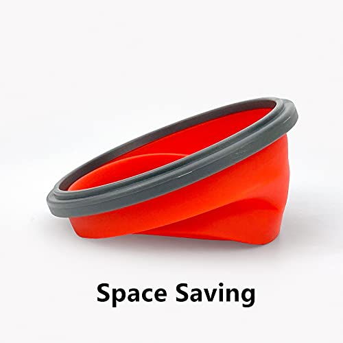 CCyanzi 3piece Round Collapsible Bowl with Lids, Silicone Food Storage Containers, Microwave & Freezer Safe, Space Saving for Kitchen Cabinet and Camping Backpack,(Red Gray)