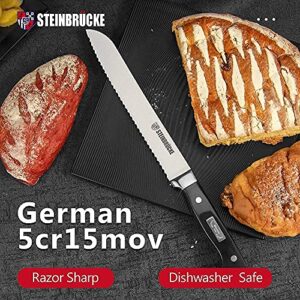 STEINBRÜCKE Bread Knife Serrated Bread Knife 10 Inch, Sharp Bread Slicing Knife of High Carbon German Steel, Bread Cutter for Homemade, Baking, Cake and Crusty Bread