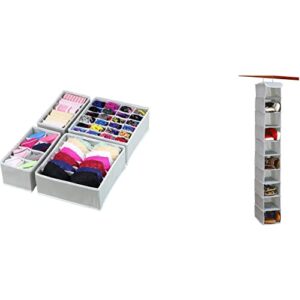 simple houseware closet underwear organizer drawer divider 4 set + 10 shelves hanging shoes organizer
