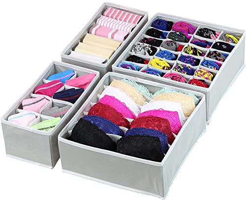 Simple Houseware Closet Underwear Organizer Drawer Divider 4 Set + 10 Shelves Hanging Shoes Organizer