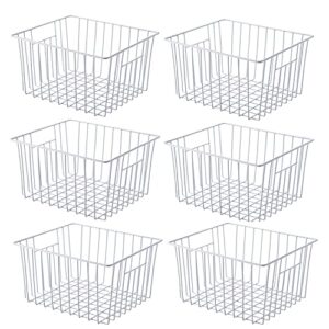 wenzbros freezer wire basket organizer, refrigerator metal storage divider, household container bins with handles for kitchen, pantry, cabinet, office, closets