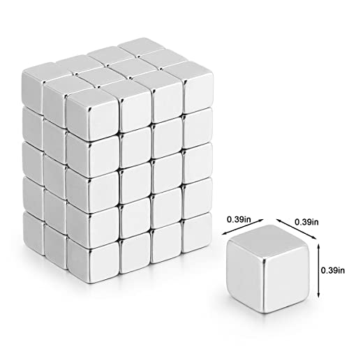 20 PCS Square Cube Magnets - 10x10x10mm Refrigerator Magnets Fridge Magnets Whiteboard Magnets Square Magnets Small Magnets for Office, Hobbies, Crafts, Science and School Classrooms, 3/8"x3/8"x3/8"