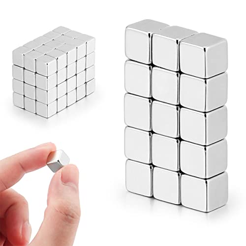 20 PCS Square Cube Magnets - 10x10x10mm Refrigerator Magnets Fridge Magnets Whiteboard Magnets Square Magnets Small Magnets for Office, Hobbies, Crafts, Science and School Classrooms, 3/8"x3/8"x3/8"