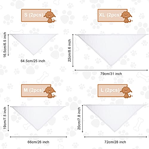 Xuniea 8 Pieces Sublimation Dog Bandanas Solid White DIY Pet Bandanas Triangle Scarf Blank Dog Kerchief Bandanas Polyester Pet Scarf Apparel for Small to Large Dogs Cats Puppy Bibs Kerchief