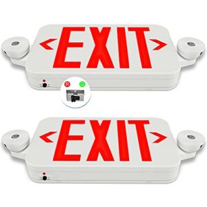 lediary 2 pack exit sign with emergency lights, red and green exit sign color changeable, ul certified, battery backup and two led adjustable head, exit sign for business