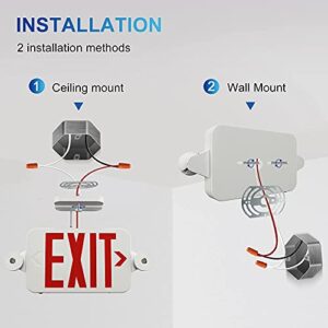 LEDIARY 2 Pack Exit Sign with Emergency Lights, Red and Green Exit Sign Color Changeable, UL Certified, Battery Backup and Two LED Adjustable Head, Exit Sign for Business