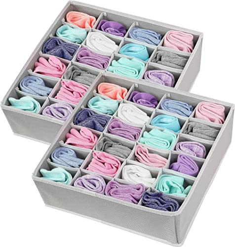 Simple Houseware Closet Underwear Organizer Drawer Divider 4 Set + 2-Pack Socks Organizer