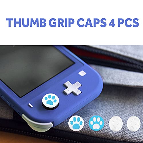 GeeRic 8PCS Case Compatible with Switch Lite 2021, Accessories Kit 1 Soft Silicon Case + 2 Screen Protector + 4 Thumb Caps + 1 Storage Carrying New Blue