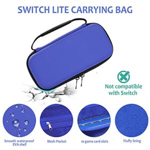 GeeRic 8PCS Case Compatible with Switch Lite 2021, Accessories Kit 1 Soft Silicon Case + 2 Screen Protector + 4 Thumb Caps + 1 Storage Carrying New Blue